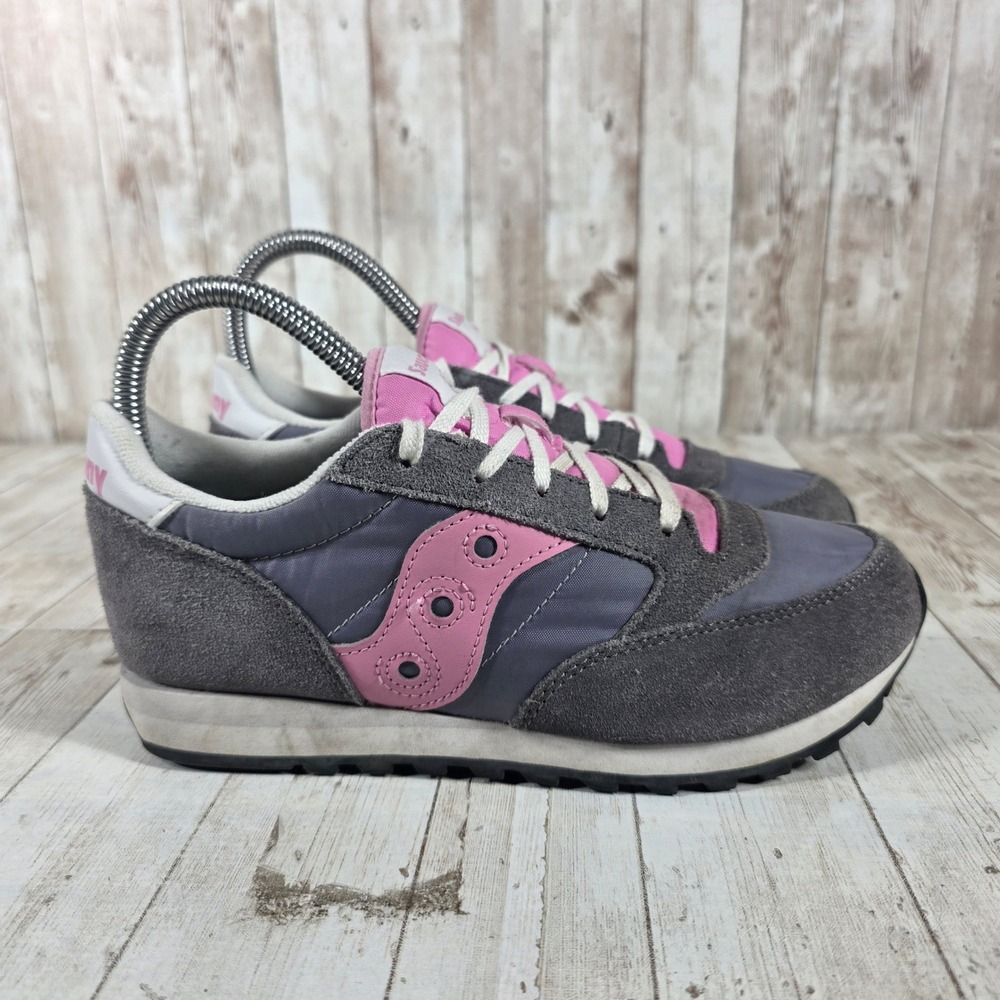 Saucony Jazz Low Pro Grey Pink Retro Running Sneakers SK167021‎ Womens 4M UK 3